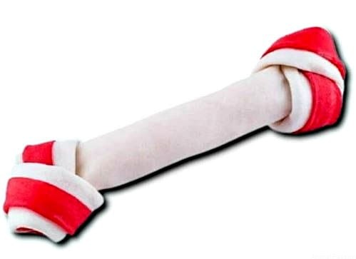 MACED Kość wiązana biało-czerwona,  21cm 1szt