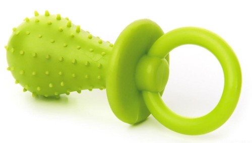 ZIELONY smoczek, gryzak, wytrzymała zabawka z termoplastycznej gumy, 9 cm