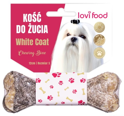 Lovi Food White Coat, kość do żucia dla białego psa, z dorszem, 12cm, S