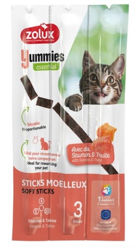 ZOLUX Miękkie pałeczki dla kota YUMMIES łosoś pstrąg 3x5g