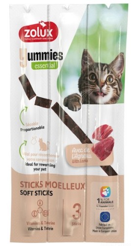 ZOLUX Miękkie pałeczki dla kota YUMMIES  jagnięcina ryż 3x5g