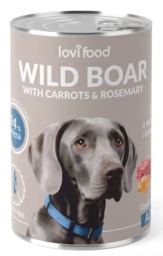 Lovi Food Wild Boar Carrots, karma mokra z dziczyzną, 400g