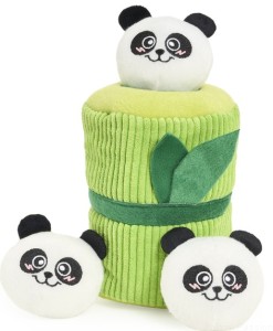 ZippyPaws Pandy w Bambusie, pluszowa zabawka dla psa z piszczałką, norka