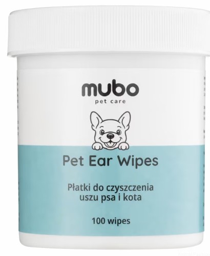 Mubo Pet Ear Wipes 100szt, płatki do uszu psa i kota z płynem czyszczącym