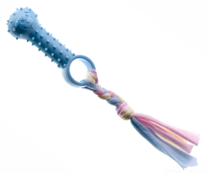 Gryzak TPR dla psa / JK ANIMALS / hantelek z węzłem, 10cm / NIEBIESKI