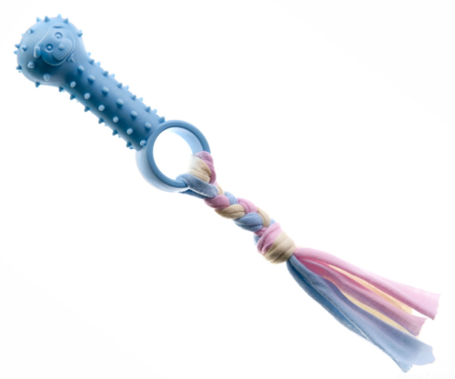 Gryzak TPR dla psa / JK ANIMALS / hantelek z węzłem, 10cm / NIEBIESKI