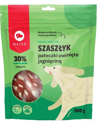 MACED Szaszłyk Pałeczki owinięte jagnięciną przysmak dla psa 500g