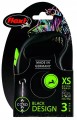 Smycz automatyczna zielona FLEXI linka 3m / 8kg XS, Black Design