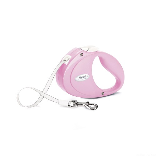 Smycz FLEXI PUPPY taśma, jasno RÓŻOWA 2m / 12 kg