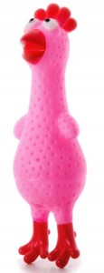 Piszcząca różowa KURA / winylowa zabawka 18 cm