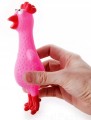 Piszcząca różowa KURA / winylowa zabawka 18 cm