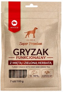 MACED Gryzak funkcjonalny. Indyk z miętą i zieloną herbatą, 100g