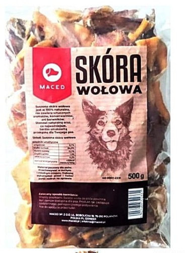 MACED naturalny gryzak /SUSZONA skóra WOŁOWA 500g