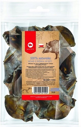 Naturalne suszone ucho z dzika, 10szt, MACED