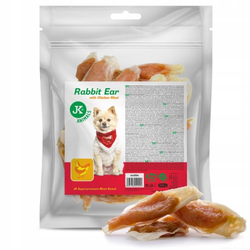 suszone królicze USZY z mięsem KURCZAKA / 500G