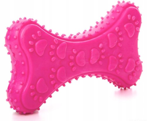 Kość RÓŻOWA wytrzymała zabawka z GUMY / 10 cm