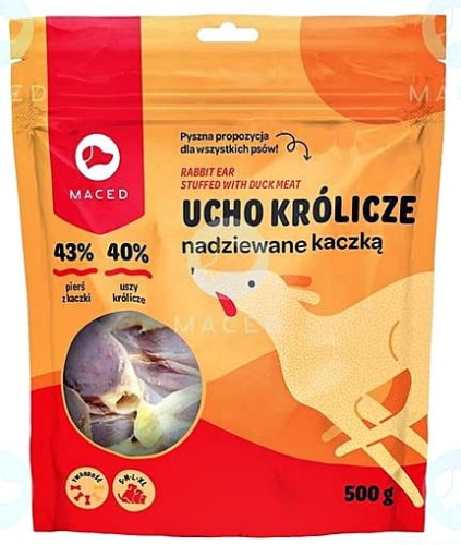 MACED Ucho królicze nadziewane kaczką, 500g