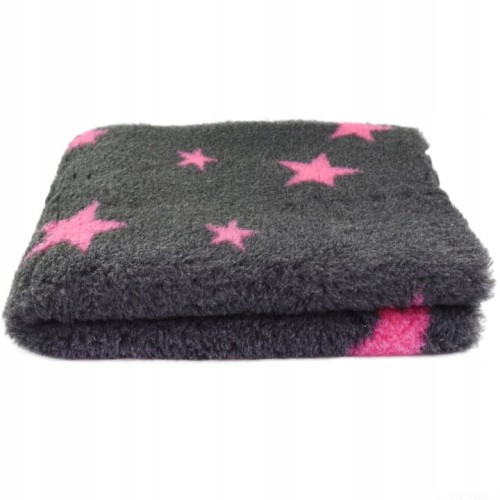 DRY BED VET suche legowisko 100x75cm grafitowe w różowe gwiazdki