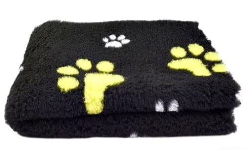 DRY BED VET suche legowisko 75x50cm czarne w limonkowe łapki