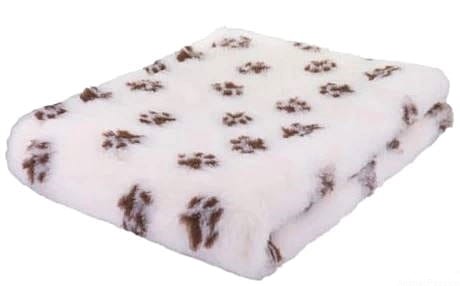 DRY BED VET suche legowisko 100x75cm, waniliowe w brązowe łapki