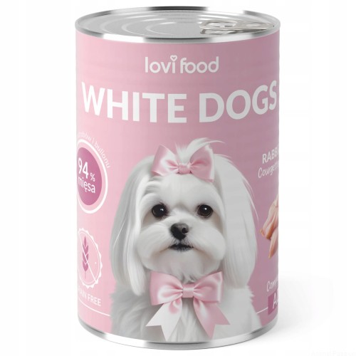 Lovi Food White Dogs mokra karma dla białych psów, królik i indyk 400g