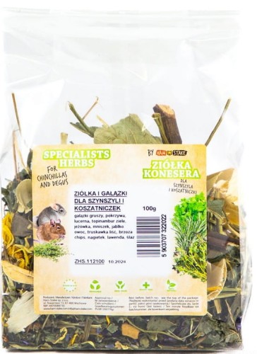 HAM STAKE Ziółka i gałązki dla szynszyli i koszatniczek 100g 